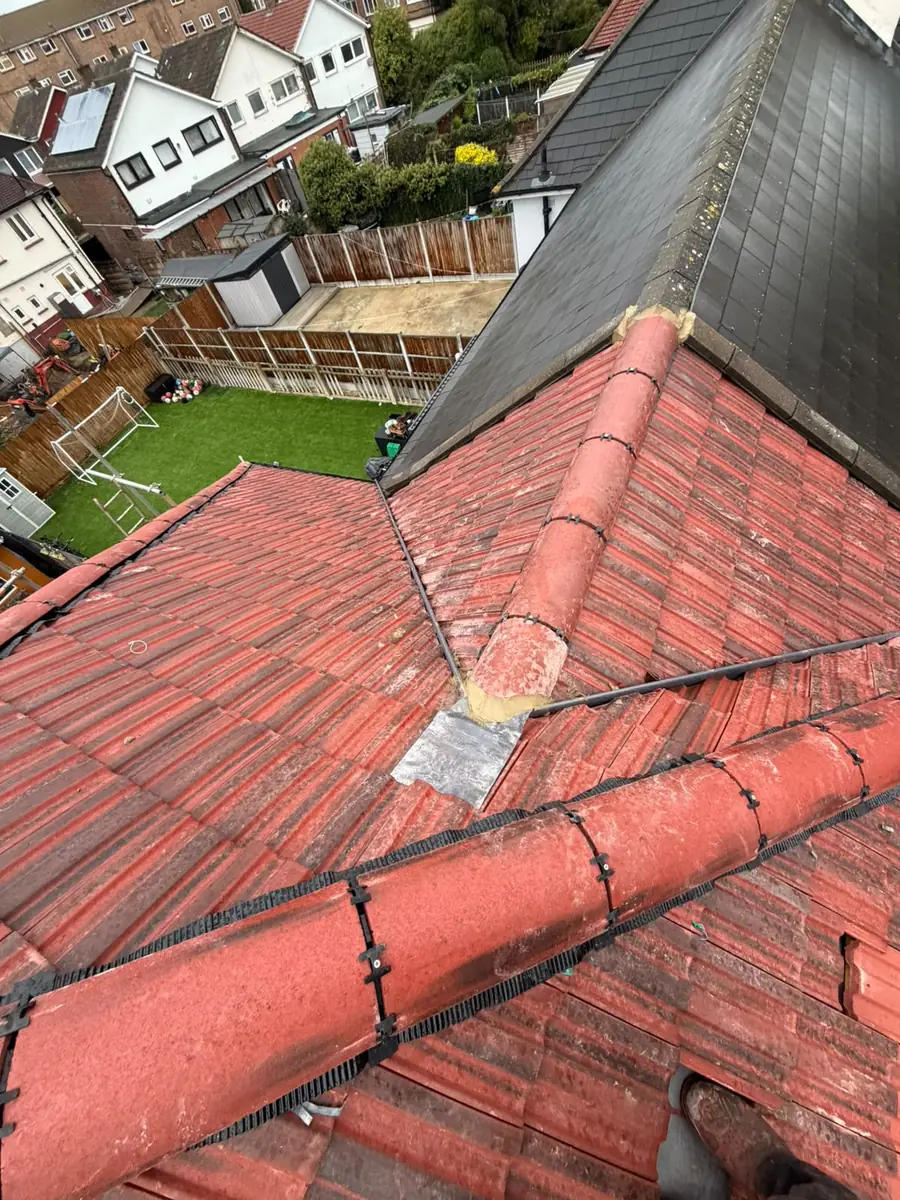 Lead dressed where the hip meets the ridge on the East Ham re-roof