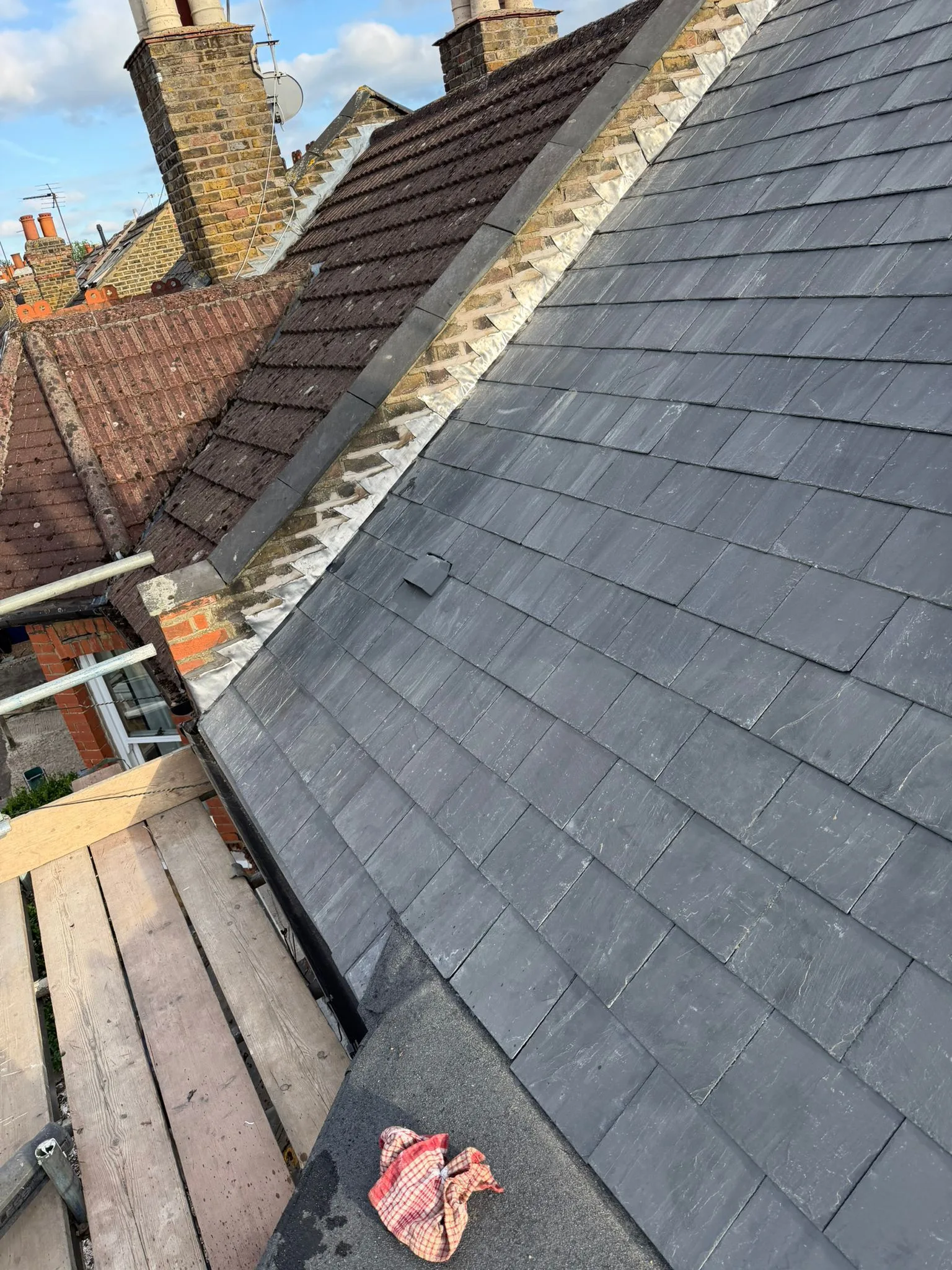 Roof structure prepared for slating in Twickenham